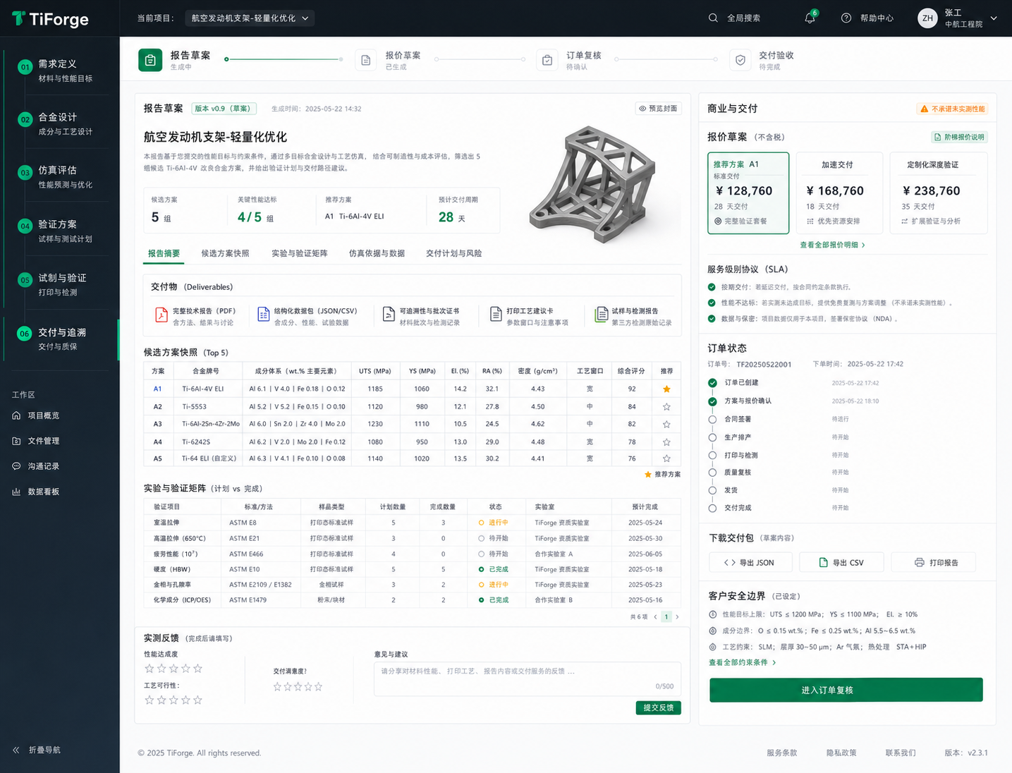 TiForge material design interface preview